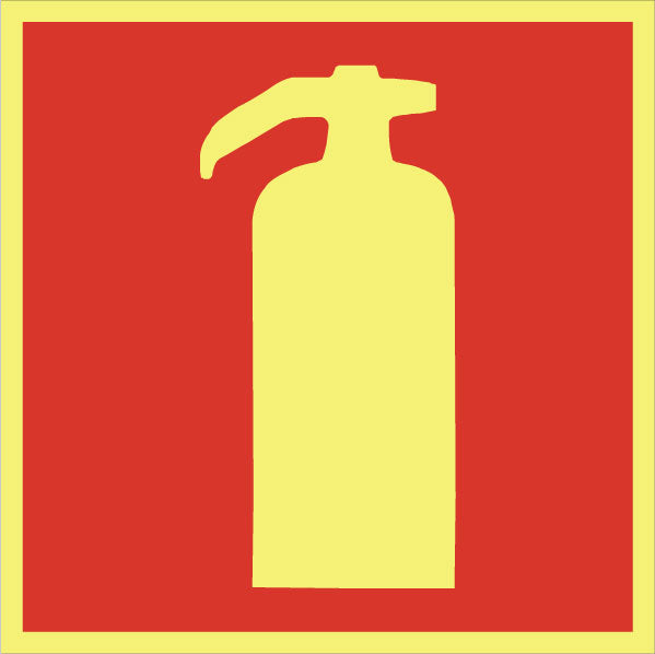 Brandskilt. Brandslukker - u. tekst