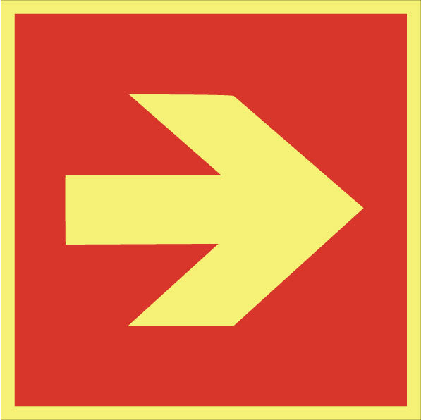 Brandskilt. Vandret pil