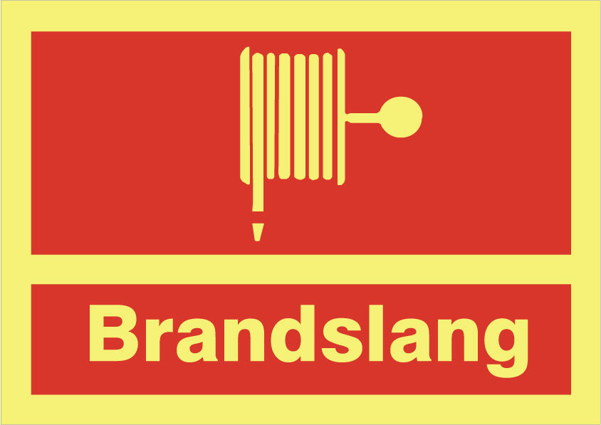 Brandskilt. Brandslange