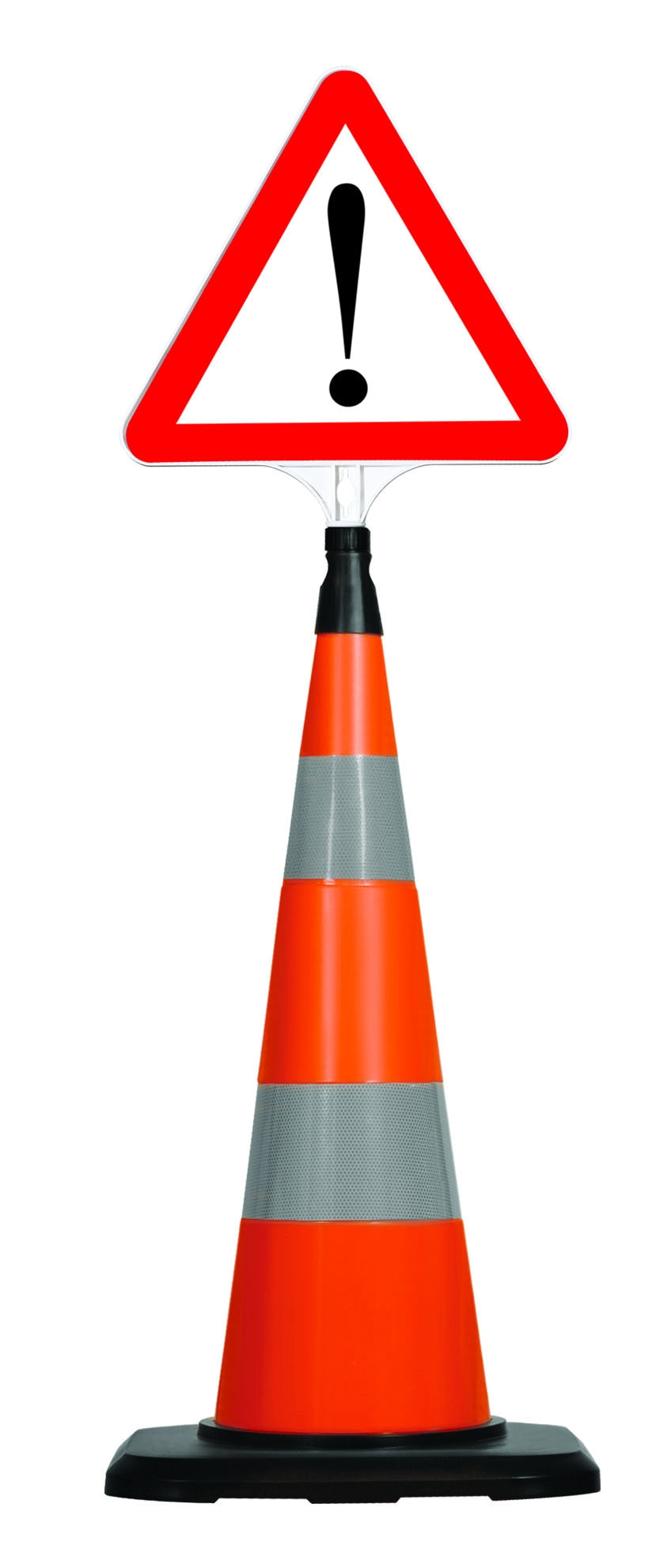 Blød advarselskegle med refleksstribe - Robust - i PVC (50-90cm)