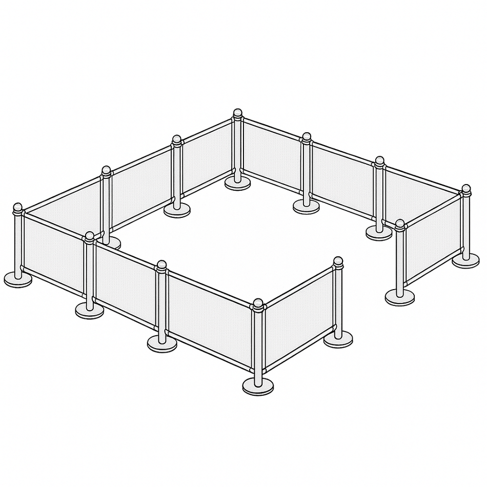 Flexibarrier cafébarriere Afspærringspakke – 16,5 meter opstilling med specialtrykte bannere