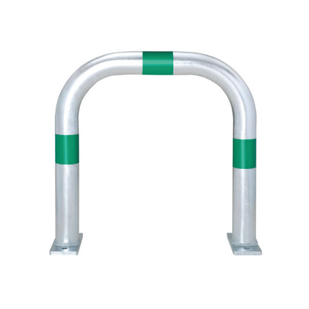 EV Charging Point Protection Guard – Galvanised Steel - Surface Fix, H500 x W500 mm, Green reflective rings