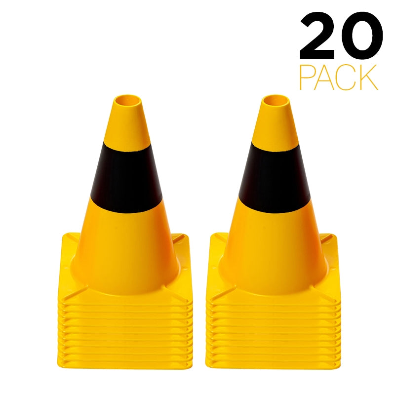 Flexibarrier Trafikkegle 30cm - Sæt - 20 stk. (Sort/Gul)