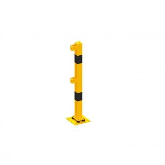 Protective railing for plugging down flexible, tiltable
