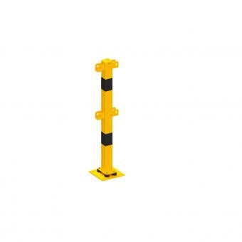 Protective railing for plugging down flexible, tiltable