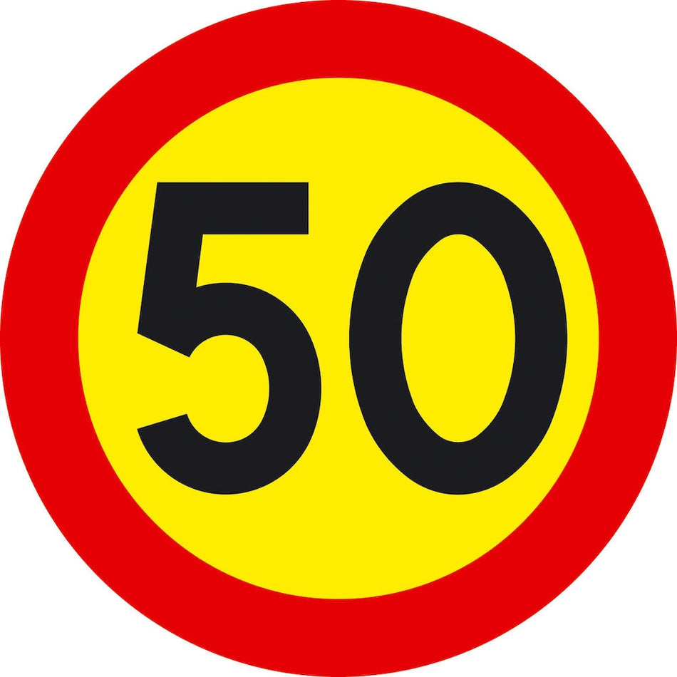 Forbudsskilt, maks. hastighed 50 km/h, Ø 600 mm