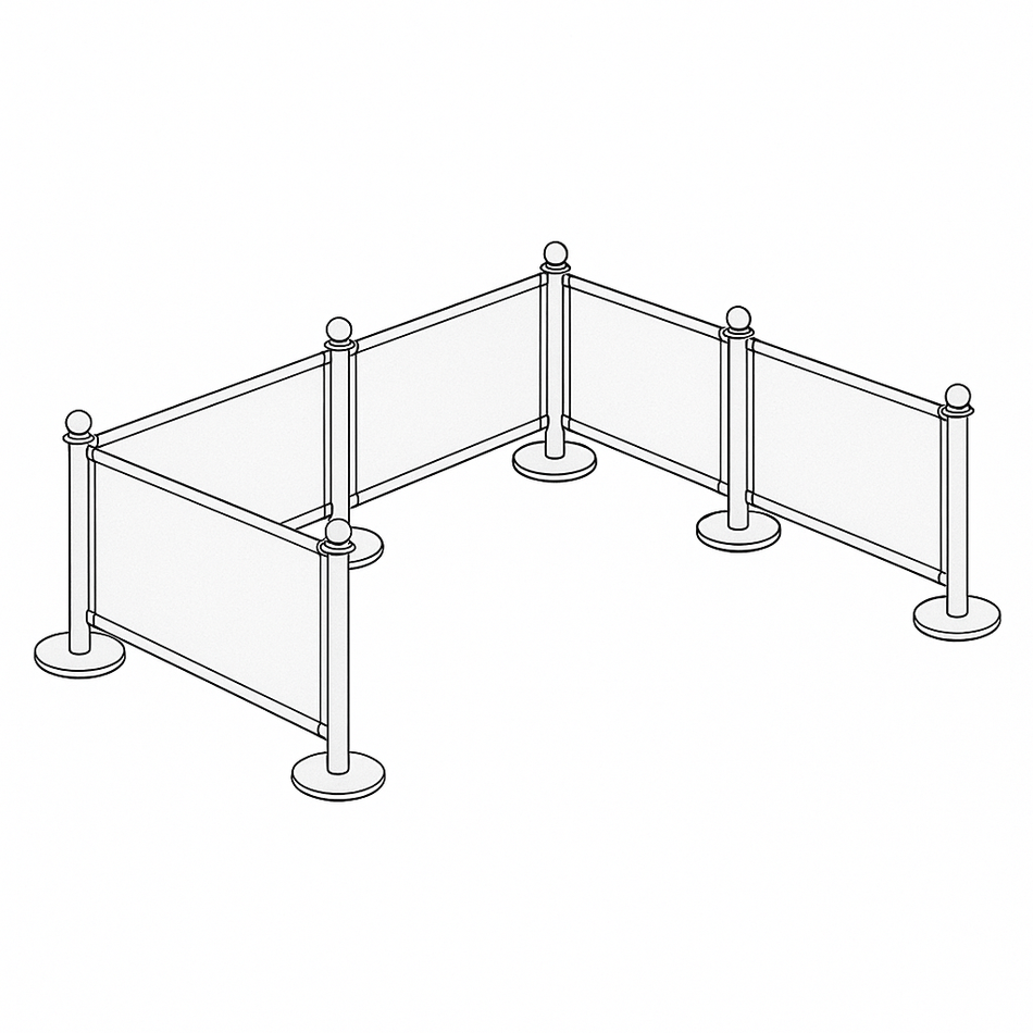 Flexibarrier cafébarriere Afspærringspakke – 7,5 meter opstilling med specialtrykte bannere