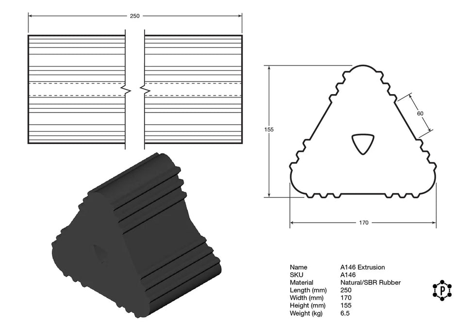 Kraftig Hjulklods til fly - model B146 (170 mm x 155 mm x 250 mm)
