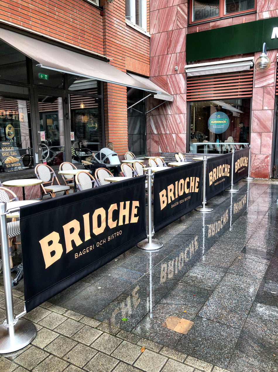 Flexibarrier cafébarrieresæt – Premium – 1 meter specialtrykt banner