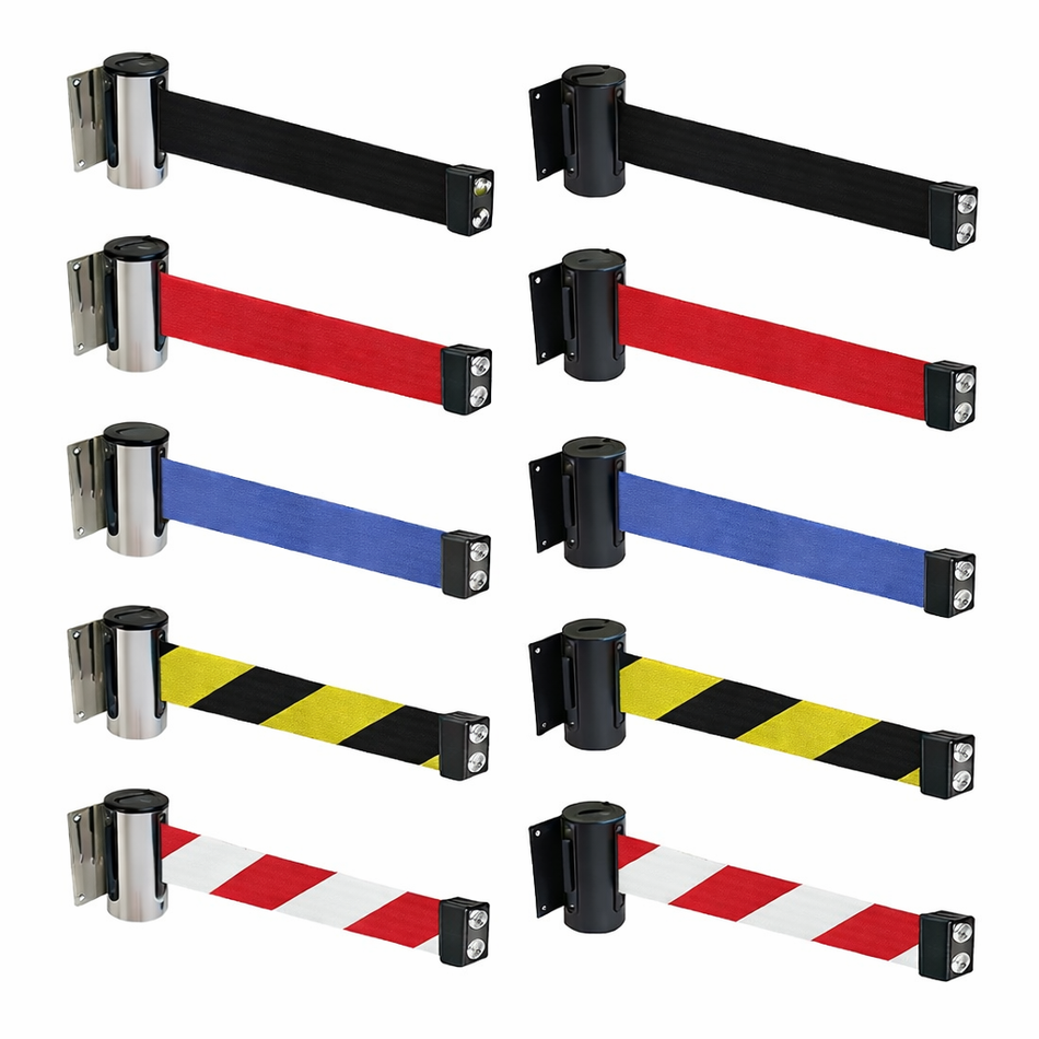 FlexiBarrier Vægmonteret barriere – Economy – magnetisk (2.3–4.5 m bælte)