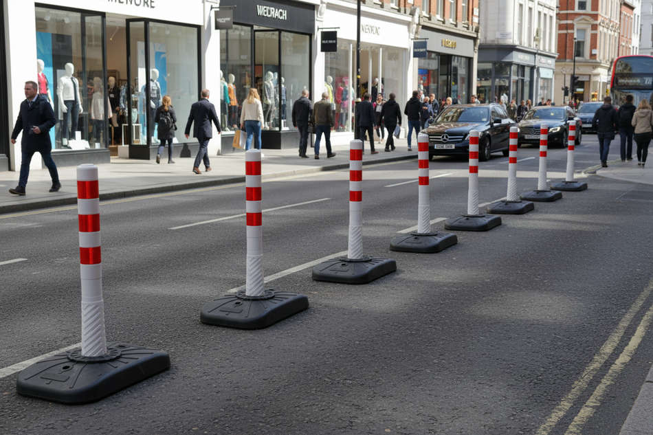 Vognbaneseparator med Refleksstolpe – midlertidig trafikdeler