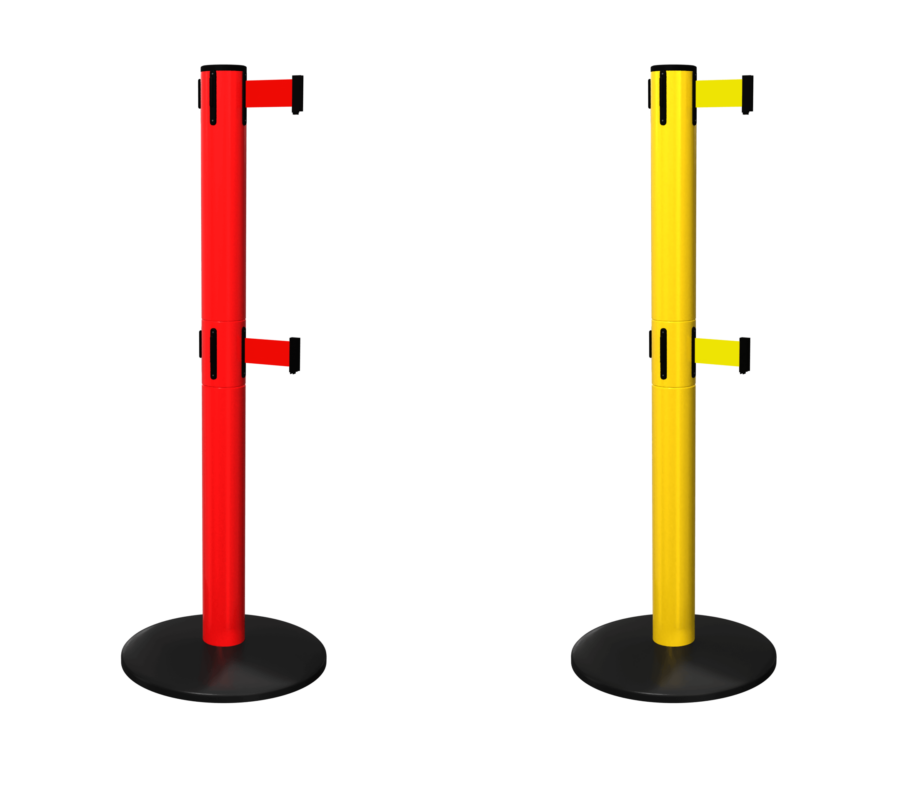 FlexiBarrier Køstolpe - Safety Pro Twin - (2x4.9m bælte)