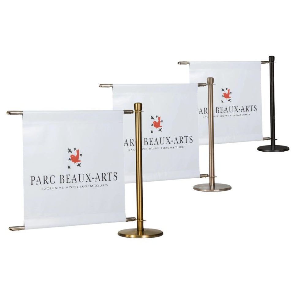 Udvidelsessæt til Flexibarrier cafébarriere – Premium– 2 meter specialtrykt banner