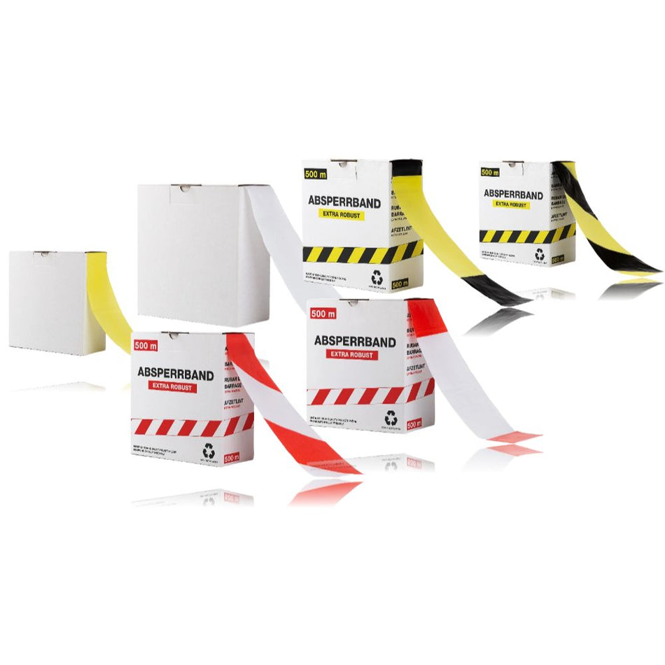 Afspærringstape – ekstra robust – 500m x 80mm (dobbeltsidet tryk)