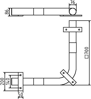 Beskyttelsesbom, Hjørne - Ø 76 mm, til fastgørelse med plugs