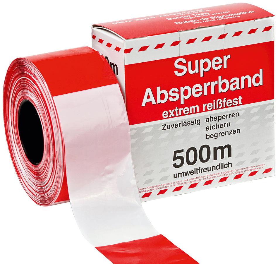 Advarselstape - Premium - - 500m brudsikker plasttape i dispenser