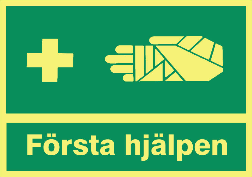 Påbudsskilt. Førstehjælp