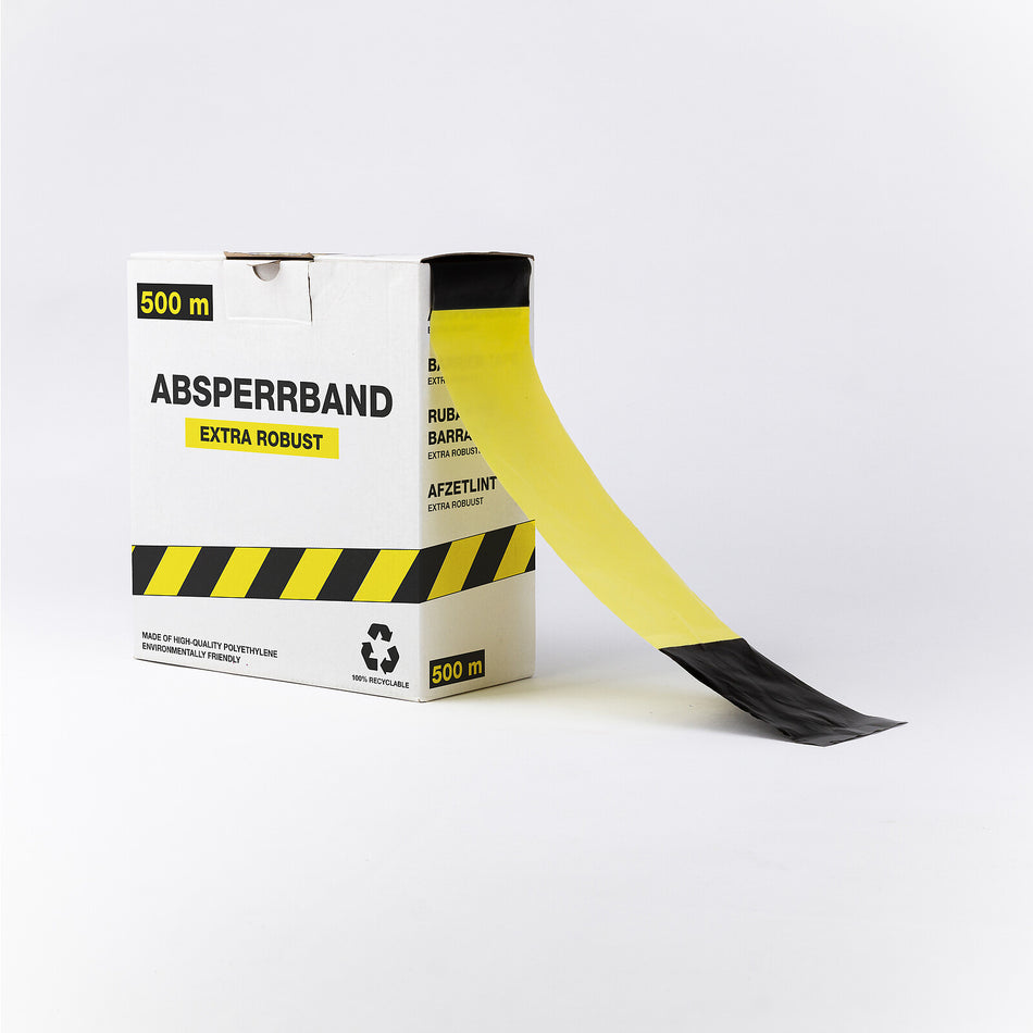 Afspærringstape – ekstra robust – 500m x 80mm (dobbeltsidet tryk)