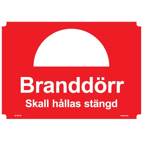 Brandskilt. Branddøren skal holdes lukket