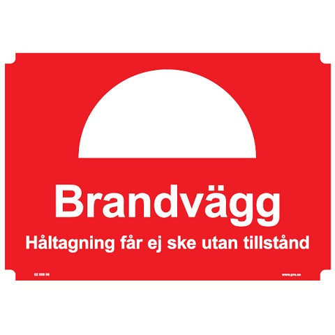 Brandskilt. Brandvæg