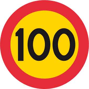 Forbudsskilt, maks. hastighed 100 km/h, Ø 600 mm