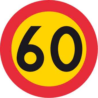 Forbudsskilt, maks. hastighed 60 km/h, Ø 600 mm