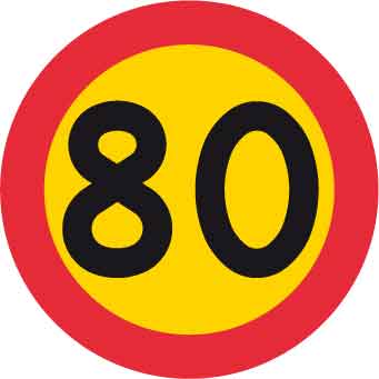 Forbudsskilt, maks. hastighed 80 km/h, Ø 600 mm