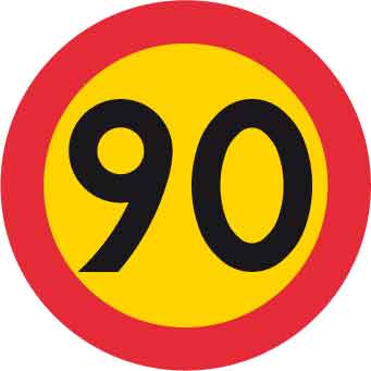 Forbudsskilt, maks. hastighed 90 km/h, Ø 600 mm