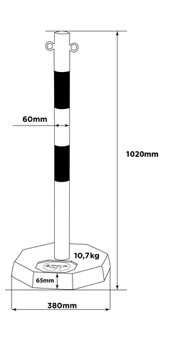Flexibarrier Kædestolpe - Stål - (med gummifod)