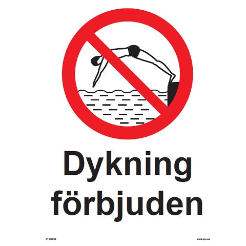 Forbudsskilt. Dykning forbudt