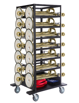 Afspærringspakke - Expo - 18 stolper (guld), reb og transportvogn