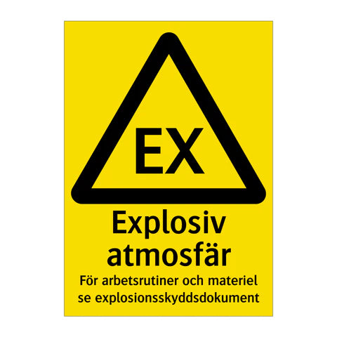 Advarselsskilt. Eksplosiv atmosfære