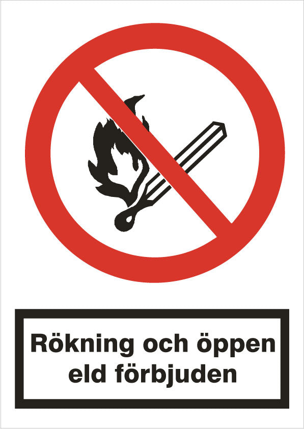 Forbudsskilt. Rygning og åben ild forbudt