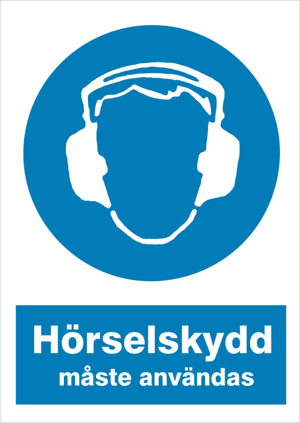 Påbudsskilt. Høreværn skal anvendes