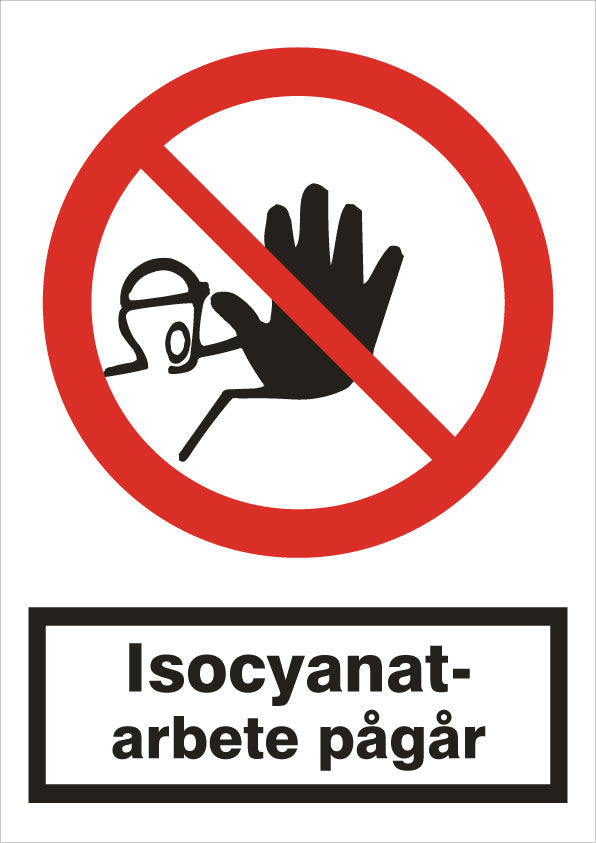 Forbudsskilt. Isocyanatarbejde pågår