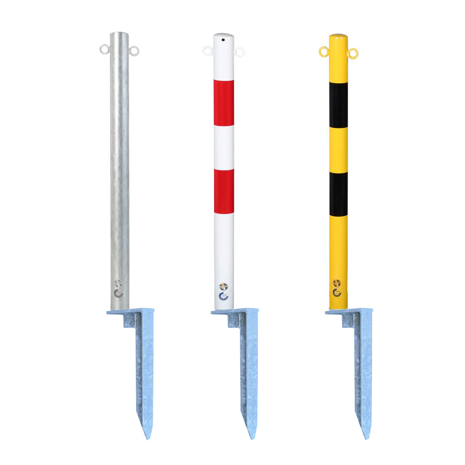 Stålkæde-poller med jordspyd – Ø60 mm