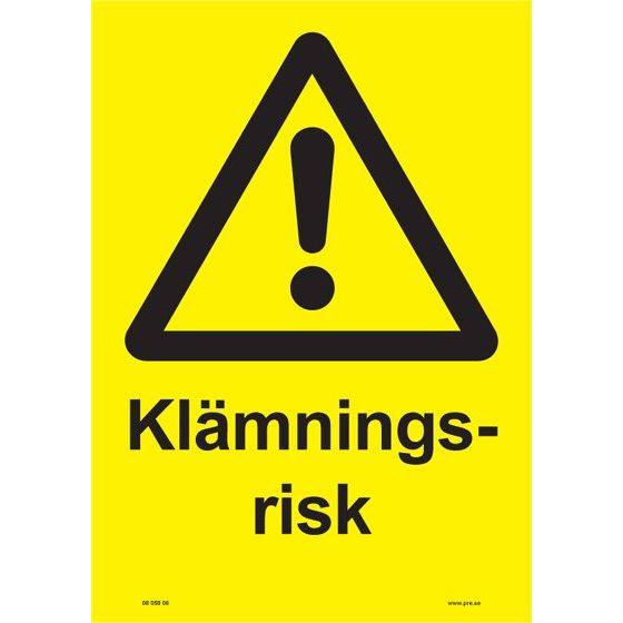 Advarselsskilt. Klemningsrisiko