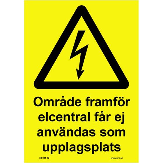 Advarselsskilt. Område foran eltavle…
