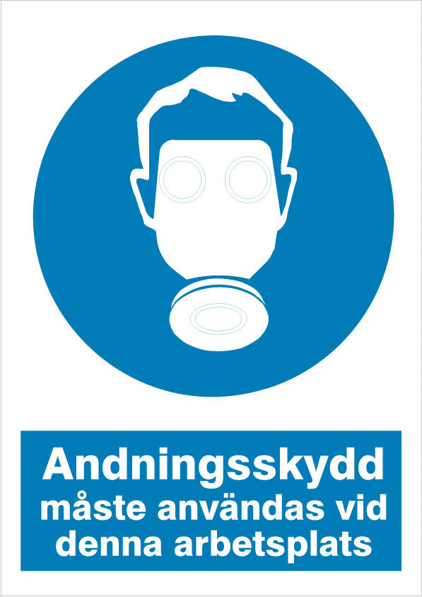 Påbudsskilt. Åndedrætsværn skal anvendes på denne arbejdsplads
