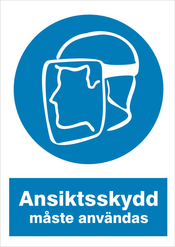 Påbudsskilt. Ansigtsværn skal anvendes