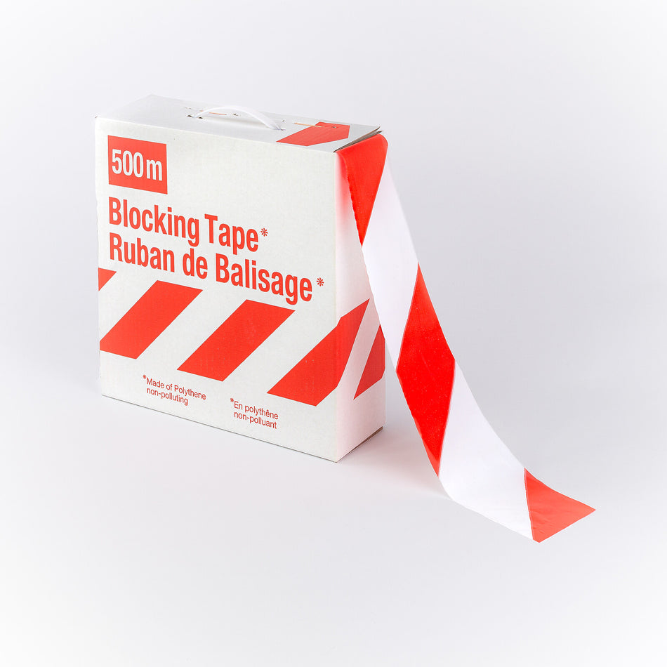 Afspærringstape – Premium “kvalitet” – 500m x 80mm – rød/hvid