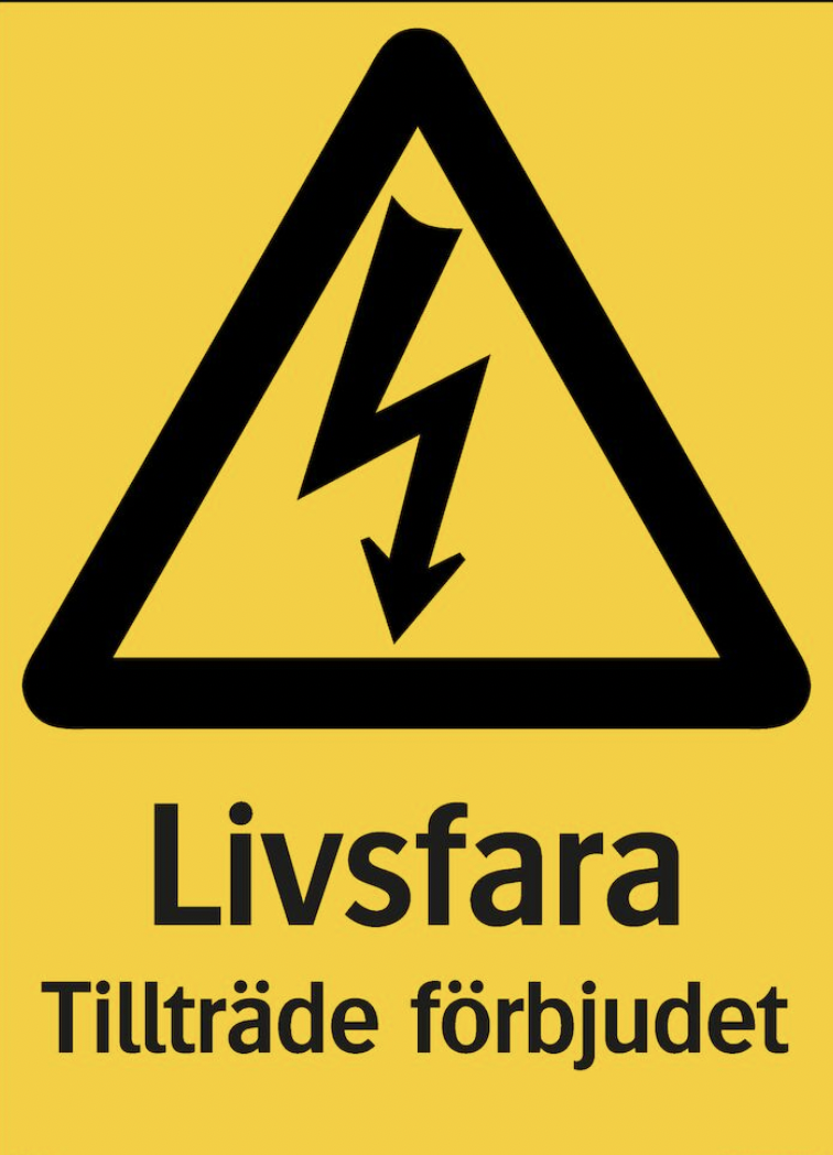 Advarselsskilt - Livsfarlig spænding