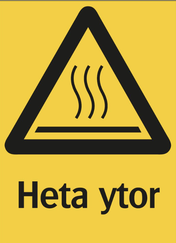 Advarselsskilt. Varme overflader
