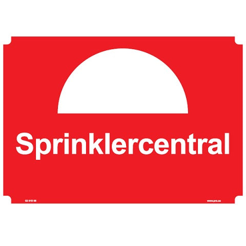 Brandskilt. Sprinklercentral