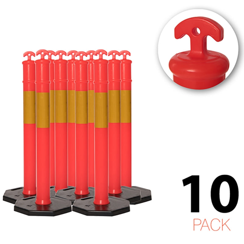 (10 Pakke) - Flexibarrier T-top-poller med fod