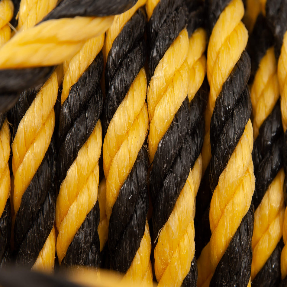 Advarselsreb – Ø10mm x 25m, gul/sort