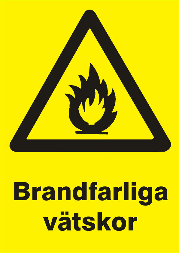 Advarselsskilt. Brandfarlige væsker