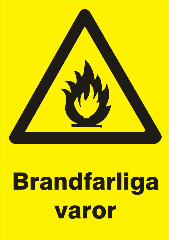Advarselsskilt. Brandfarlige varer