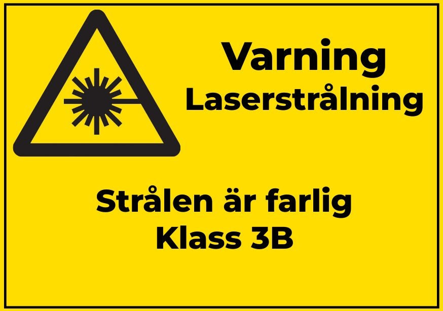 Advarselsskilt - Advarsel Laserstråling. Klasse 3B.